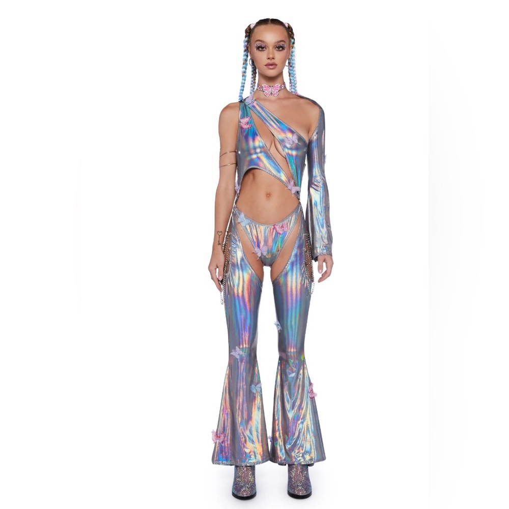 Dollskill silver jumpsuit size XS (fits small too!)